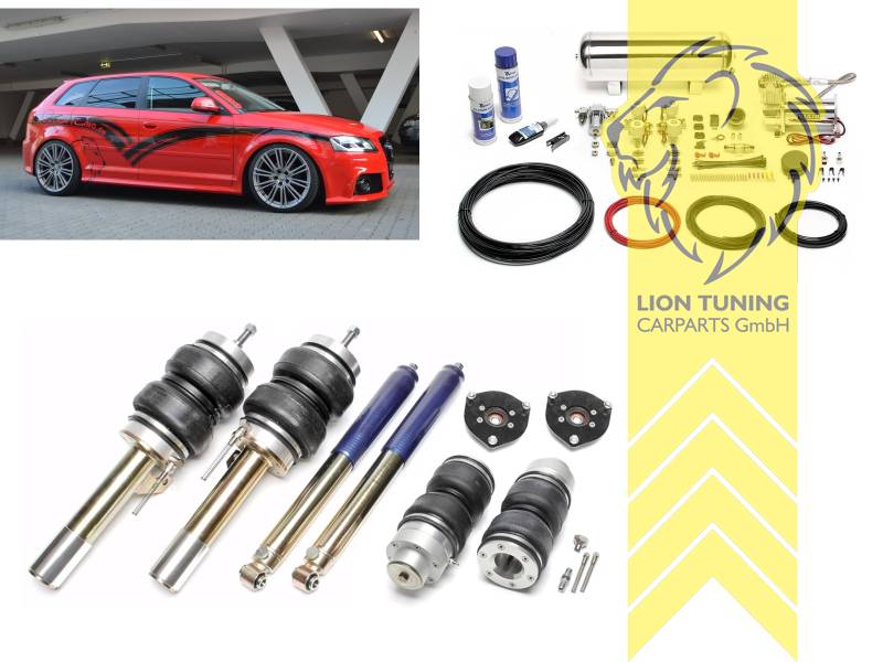 nur für Fahrzeuge mit Allrad, 11,5L Tank chrom / ViAir Kompressor chrom, Zug- und Druckstufe gleichzeitig einstellbar, weiss, Wir empfehlen die Verwendung kürzerer Koppelstangen, Für Fahrzeuge mit einem Federbeinklemmdurchmesser an der Vorderachse von 50mm oder 55mm ( Adapterhülse liegt bei ), Stahl verzinkt, Eintragungspflichtig / Teilegutachten wird nach Kauf spezifisch ausgestellt